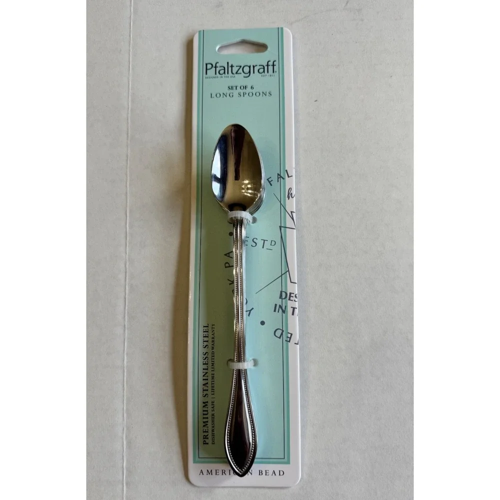 AMERICAN BEAD Pfaltzgraff Ice Tea Parfait Stainless Long Spoons 7.5